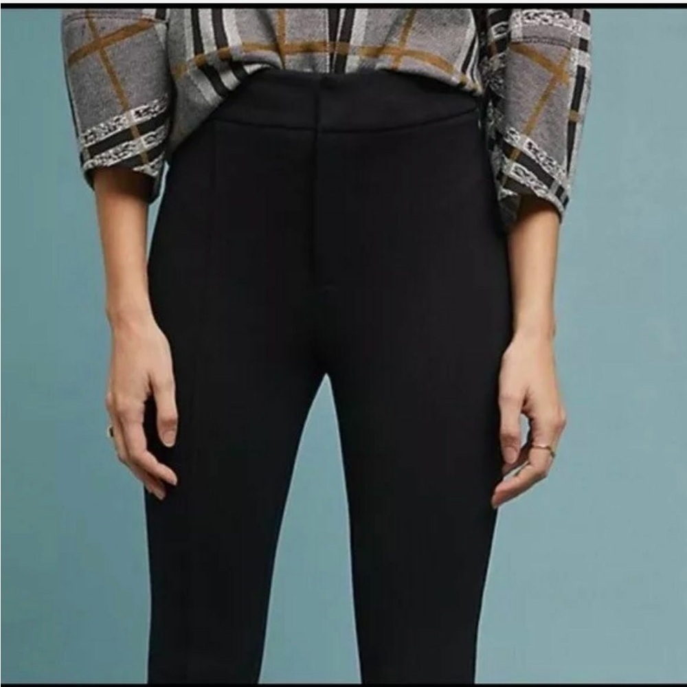 Anthropologie Black Essential Slim Zipper Ankle Fitted Skinny Stretch Ponte Pant - Picture 9 of 9